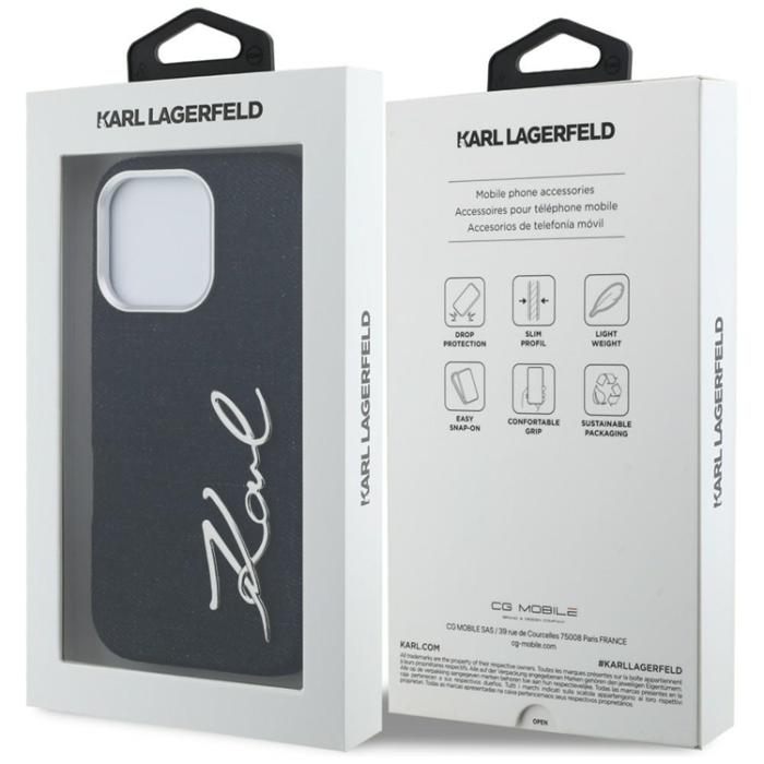 KARL LAGERFELD - Karl Lagerfeld Mobilskal För iPhone 16 Pro Jeans Signature Logo - Svart