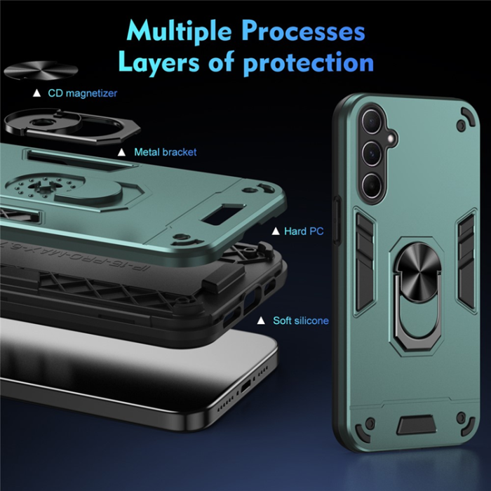 A-One Brand - Galaxy A26 Mobilskal Kickstand PC+TPU Drop Defend - Grön