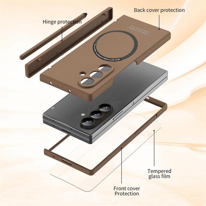 A-One Brand - Mobilskal För Galaxy Z Fold 8 MagSafe med Stylus - Beige