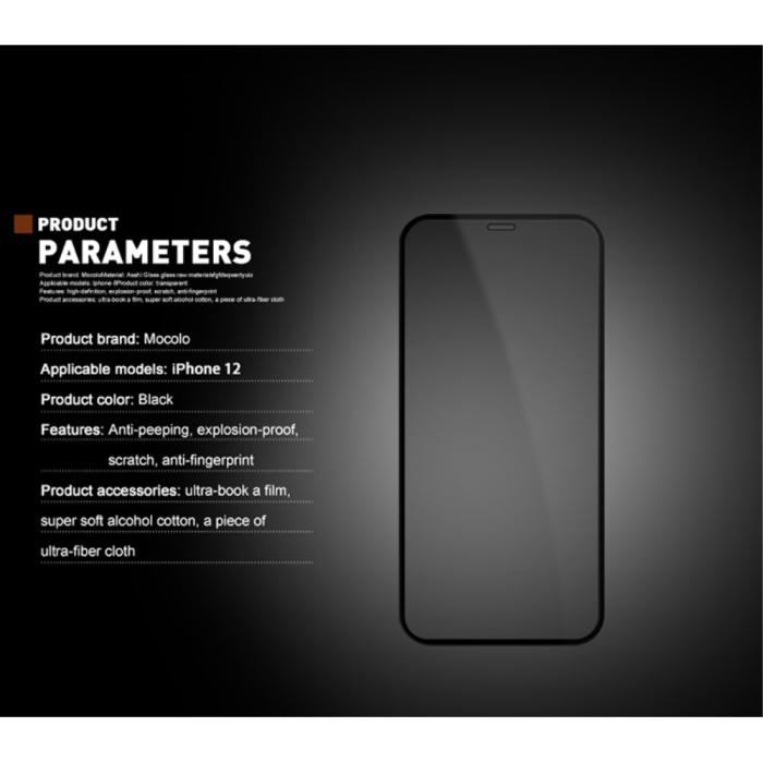 Mocolo - MOCOLO Privacy Härdat Glas Skärmskydd iPhone 13 Pro Max - Svart
