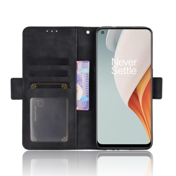 A-One Brand - Multiple Card Slots Läder Plånboksfodral OnePlus Nord N100 - Svart