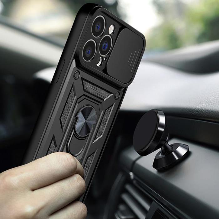 Ruhtel - iPhone 14 Pro Skal med Ringhållare Hybrid Armor Camshield - Blå