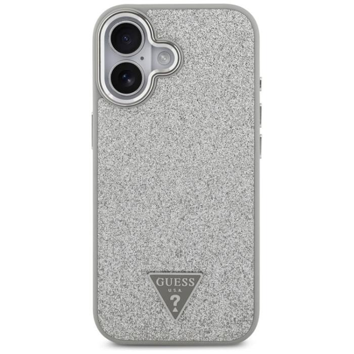 Guess - Guess iPhone 17 Mobilskal MagSafe Glitter Triangle Logo - Silver