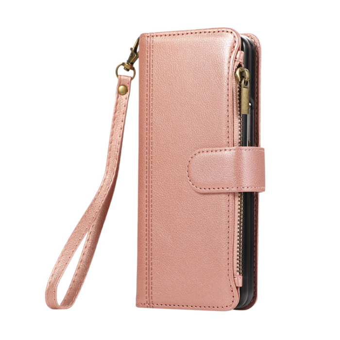 A-One Brand - Galaxy Z Fold7 Plånboksfodral Multi Zipper Läder - Roséguld