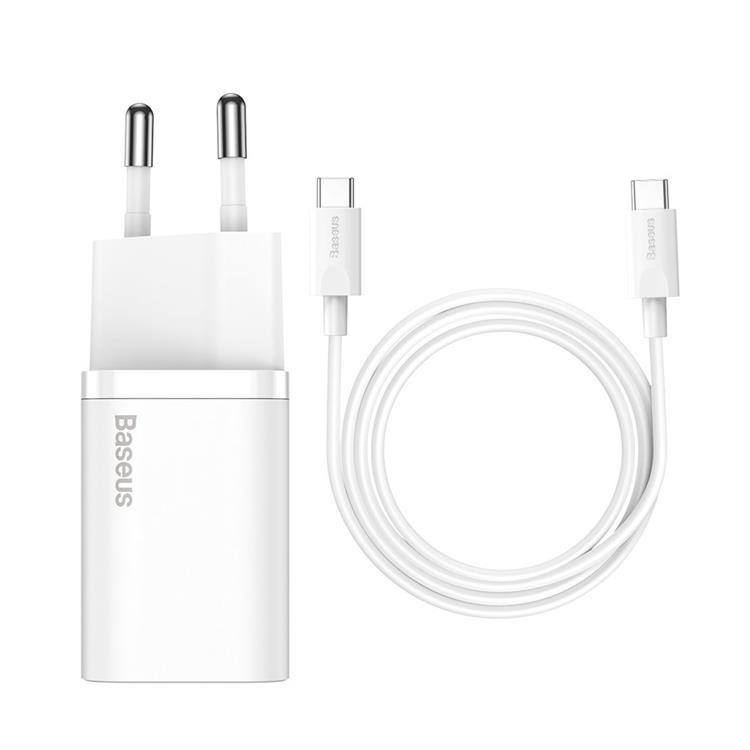 Baseus EU Super Väggladdare USB Type-C Kabel 1m 25W - Vit | 505295 | AlltMobil