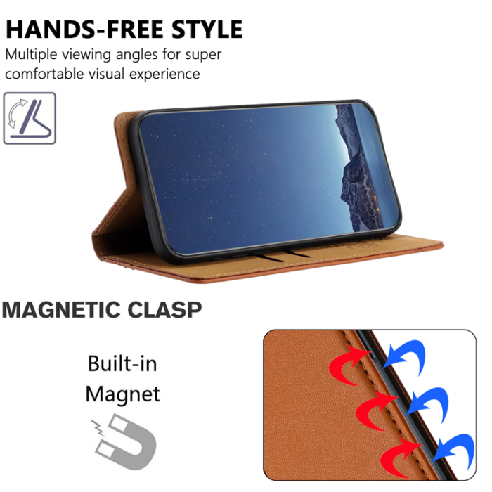 A-One Brand - iPhone 17 Pro Max Plånboksfodral L Shaped Grid Pattern - Brun
