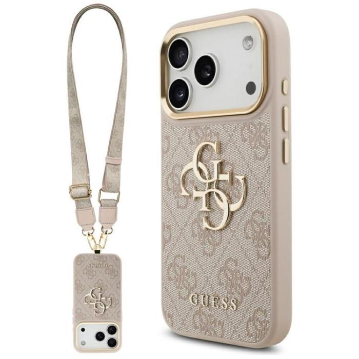 Guess - Guess iPhone 17 Pro Mobilskal 4G Big Classic Logo Big Strap Metal - Rosa