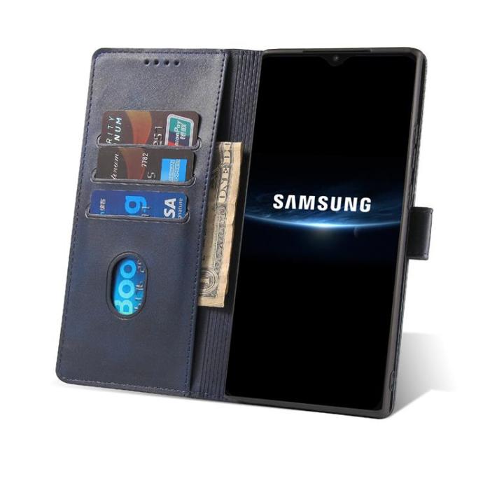 Ruhtel - Magnet Elegant Kickstand Fodral Samsung Galaxy A22 4G - Blå