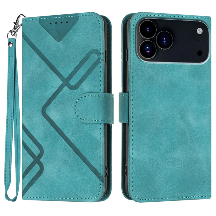 iPhone 17 Pro Max Konstläder Plånboksfodral Line - Light Blå | 2353 | AlltMobil