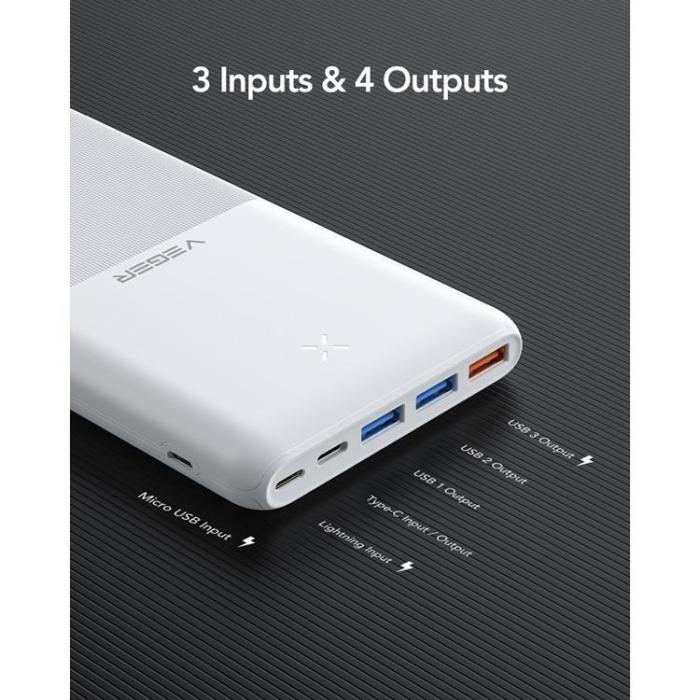 Veger - VEGER Powerbank 20000 mAh 20W PD QC 3.0 3A S22 - Vit