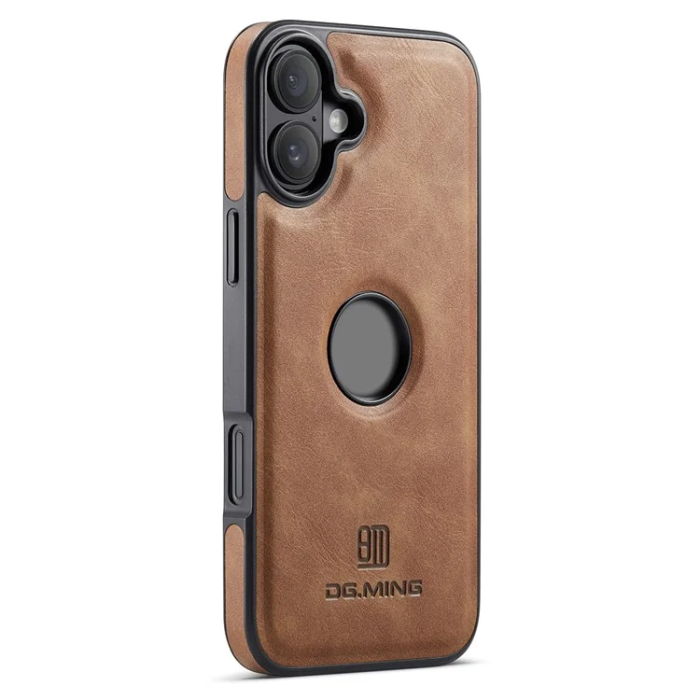 DG.MING - DG.MING iPhone 16 Mobilskal Anti-Drop Läder - Brun