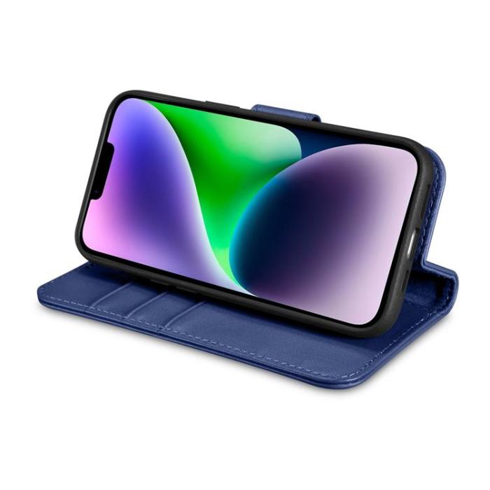 ICARER - iCarer iPhone 14 Plånboksfodral 2in1 Äkta Läder - Blå