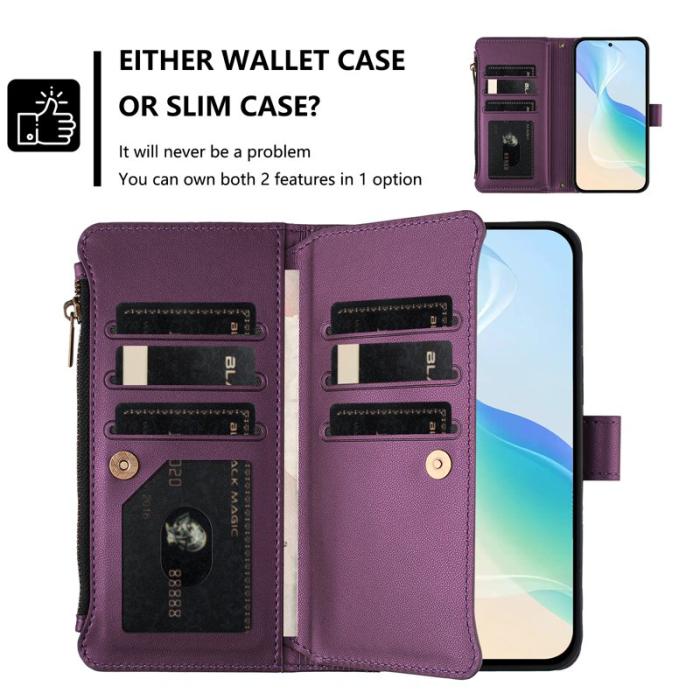 OEM - Samsung Galaxy A57 Plånboksfodral Konstläder 9 Kortfack - Lila