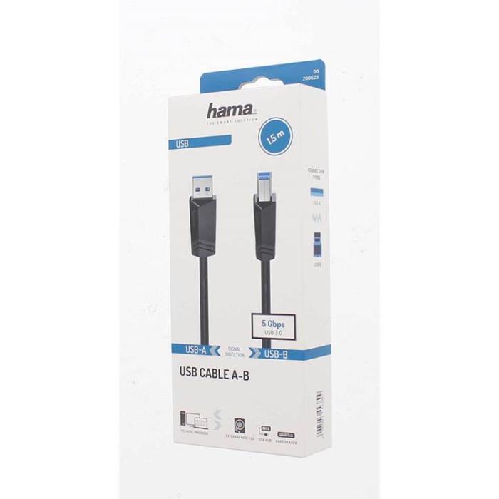 Hama - HAMA Kabel USB 3.0 5 Gbit/s 1.5m - Svart