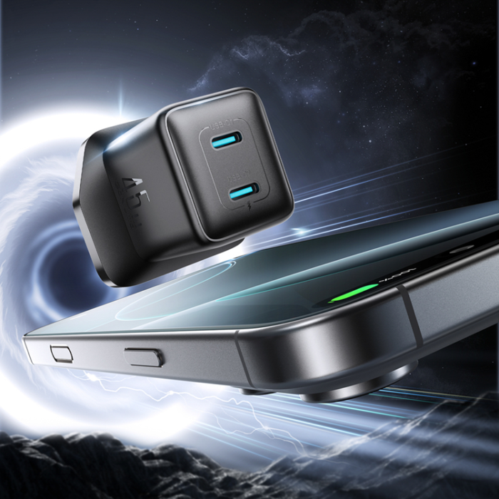 Joyroom - Joyroom Snabbladdare 2x USB-C 45W UK - Svart
