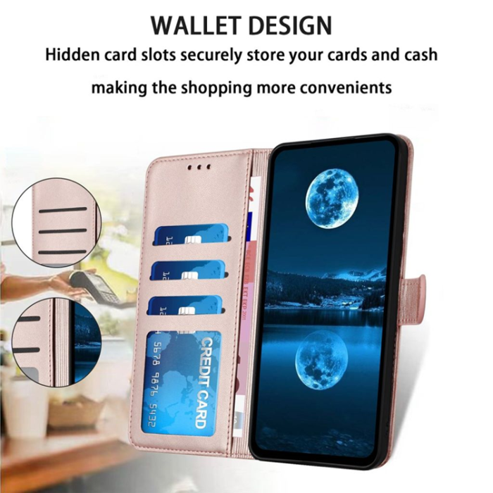 OEM - Galaxy S25 Plånboksfodral Strap - Rosa Guld