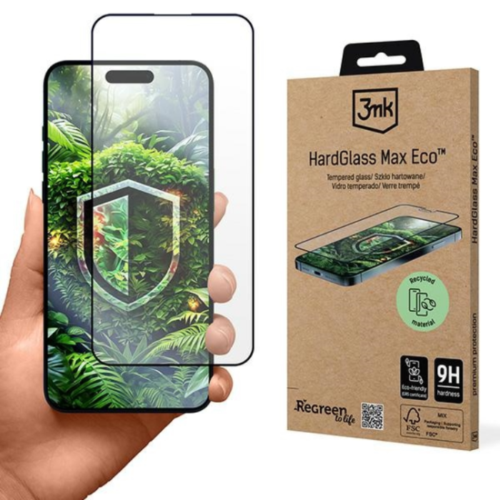 3MK - 3MK iPhone 14 Pro Härdat Glas Skärmskydd Eco Max - Svart