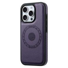 DENIOR - DENIOR iPhone 16 Pro Fodral KonstL&auml;der MagSafe Kolfiber Lila