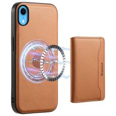 DENIOR - DENIOR iPhone XR Fodral Magnetiskt KonstL&auml;der + PC + TPU Khaki