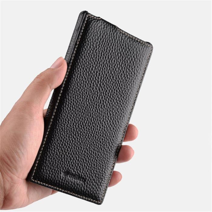 Melkco - MELKCO Mobilskal till Galaxy S25 Ultra Vertikalt Flip Äkta Läder + PC Röd