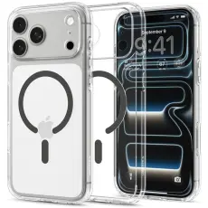 Spigen - Spigen Mobilskal F&ouml;r iPhone 18 Pro/17 Pro Magsafe Ultra Hybrid - Clear/Gr&aring;
