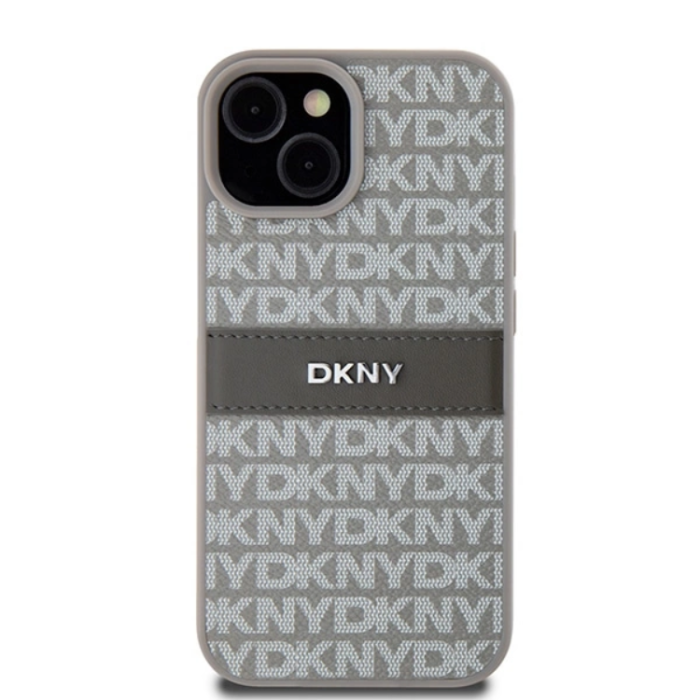 DKNY - DKNY iPhone 15/14 Plus Mobilskal Läder Mono Stripe & Metal Logo