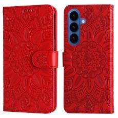 OEM - Samsung Galaxy S26+ Pl&aring;nboksfodral Konstl&auml;der Blomm&ouml;nster - R&ouml;d