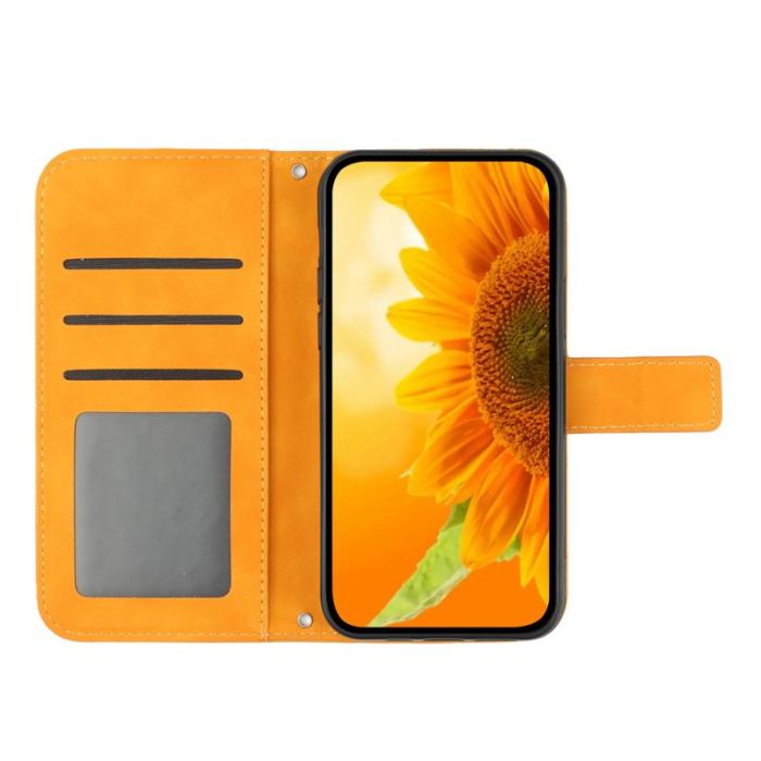 OEM - Samsung Galaxy S26 Plånboksfodral Solros Prägling Konstläder - Gul