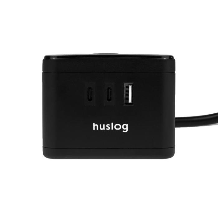 Huslog - Huslog Cube Förlängningssladd med LED - Svart