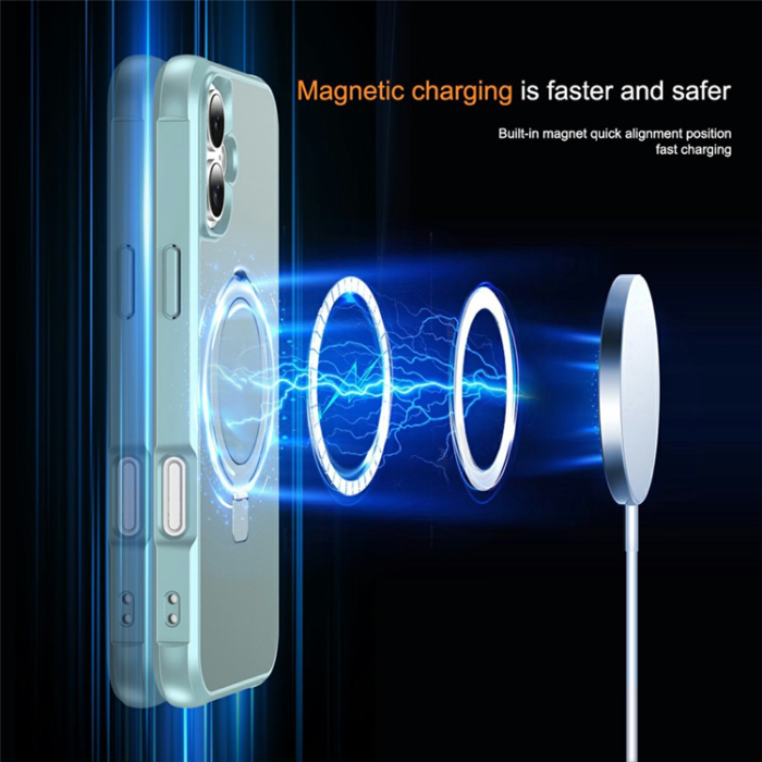 A-One Brand - iPhone 17 Mobilskal MagSafe TPU+PC Kickstand - Sjöblå