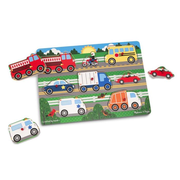 MND - MND Wooden Peg Puzzle Vehicles