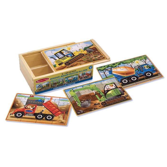 MND - MND Wooden Puzzles In A Box Construction 12 Pcs