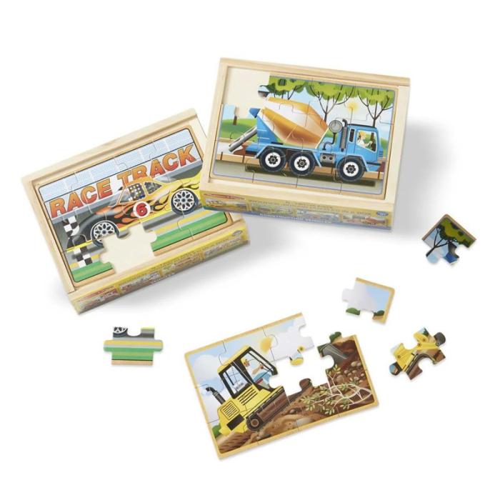 MND - MND Wooden Puzzles In A Box Construction 12 Pcs