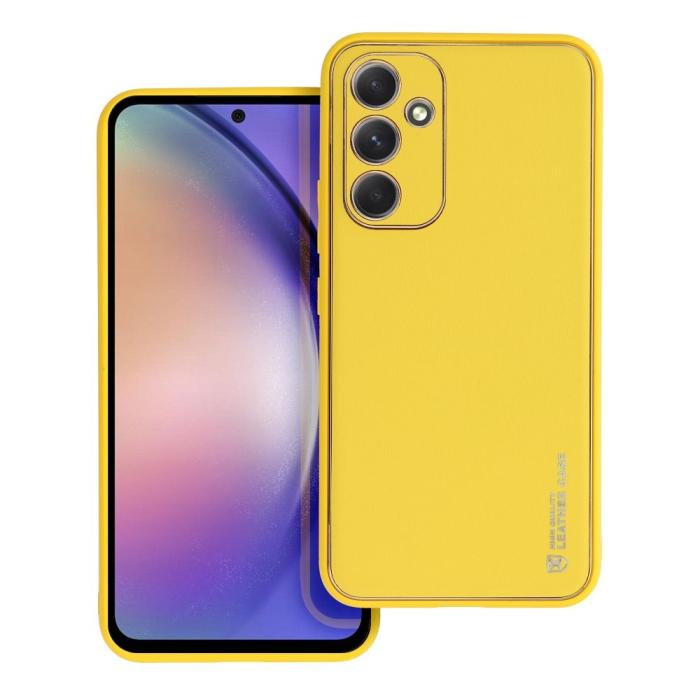 OEM - Läderfinish skal för Samsung Galaxy A54 5G gult