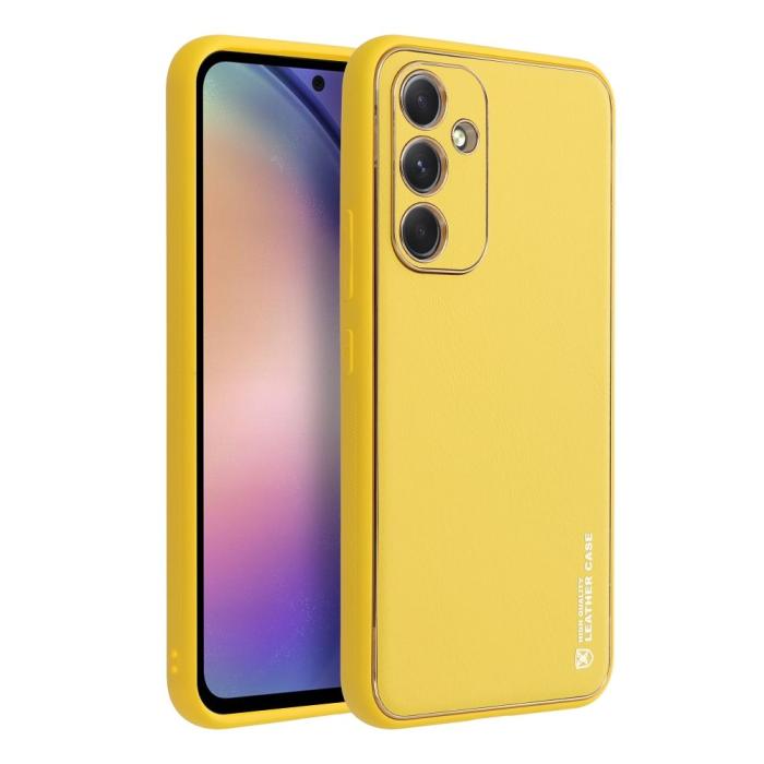 OEM - Läderfinish skal för Samsung Galaxy A54 5G gult