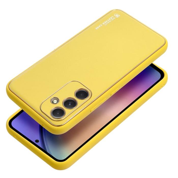 OEM - Läderfinish skal för Samsung Galaxy A54 5G gult