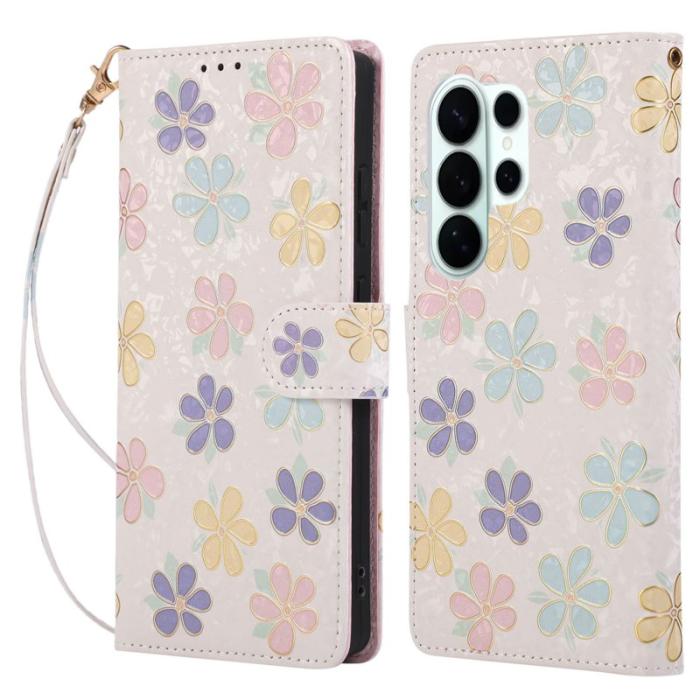 OEM - Mobilfodral för Samsung Galaxy S26 Ultra Konstläder RFID - Färgglad Blomma