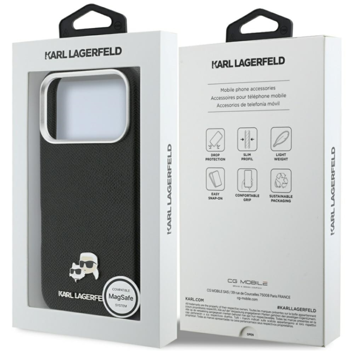 KARL LAGERFELD - Karl Lagerfeld Mobilskal För iPhone 17 Pro MagSafe Karl Head Logo - Svart