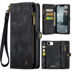 Caseme - CASEME 008 iPhone 16e Pl&aring;nboksfodral i Konstl&auml;der med Avtagbar - Svart