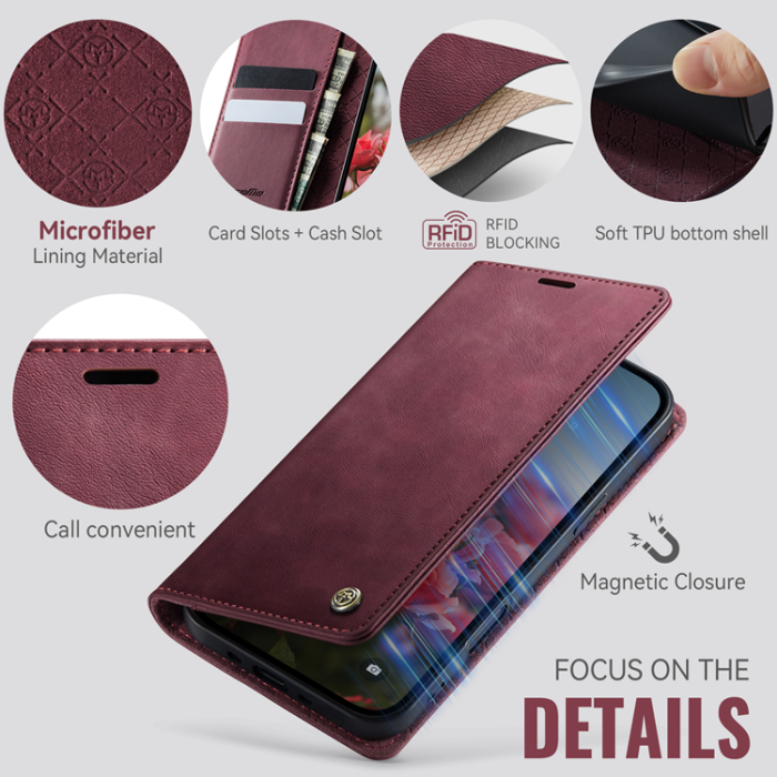 Caseme - Caseme iPhone Air Plånboksfodral RFID Blocking 033 - Röd