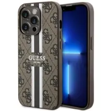 Guess - Guess iPhone 14 Pro Mobilskal MagSafe Printed Stripes Brun