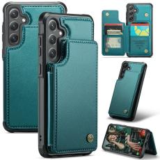 Caseme - CASEME C22 Samsung Galaxy S24+ Fodral KonstL&auml;der RFID-Skydd- Gr&ouml;n