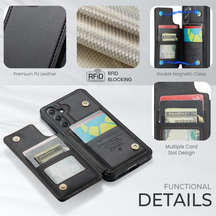 Caseme - CASEME C22 Samsung Galaxy S24 FE Fodral Konstläder Svart