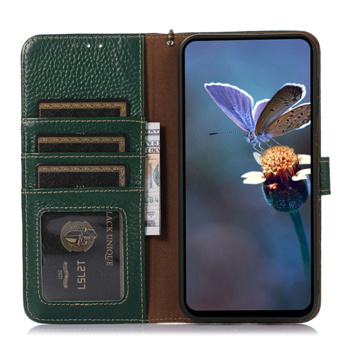 A-One Brand - OnePlus 15 5G Plånboksfodral Äkta Läder RFID Blocking - Grön