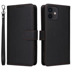 BETOPNICE - BETOPNICE iPhone 12/12 Pro Pl&aring;nboksfodral - Avtagbart Konstl&auml;der - Svart