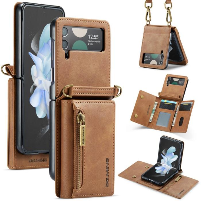 DG.MING - DG.MING Konstläder Plånboksfodral till Samsung Galaxy Z Flip4 5G - Brun