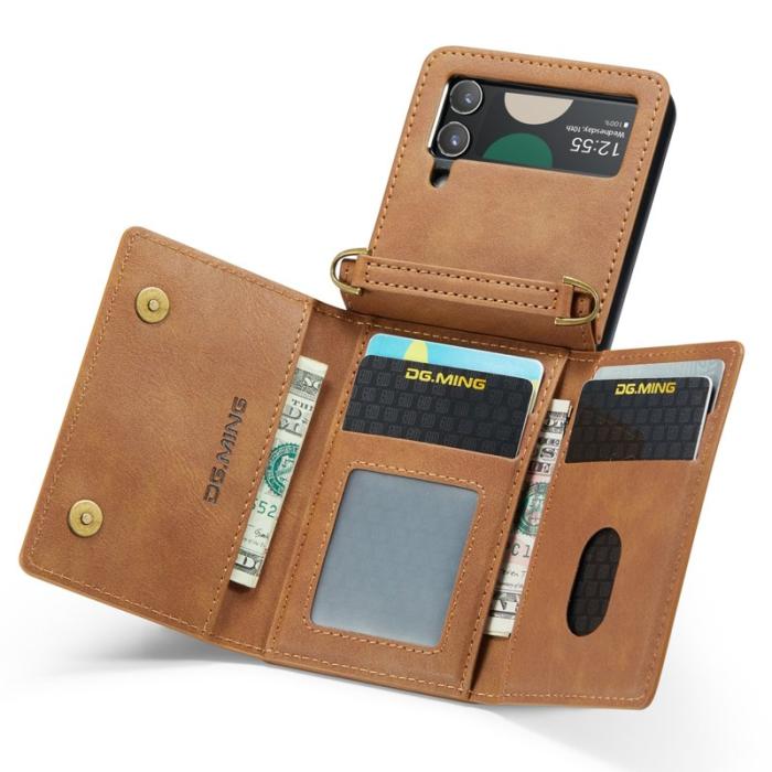 DG.MING - DG.MING Konstläder Plånboksfodral till Samsung Galaxy Z Flip4 5G - Brun
