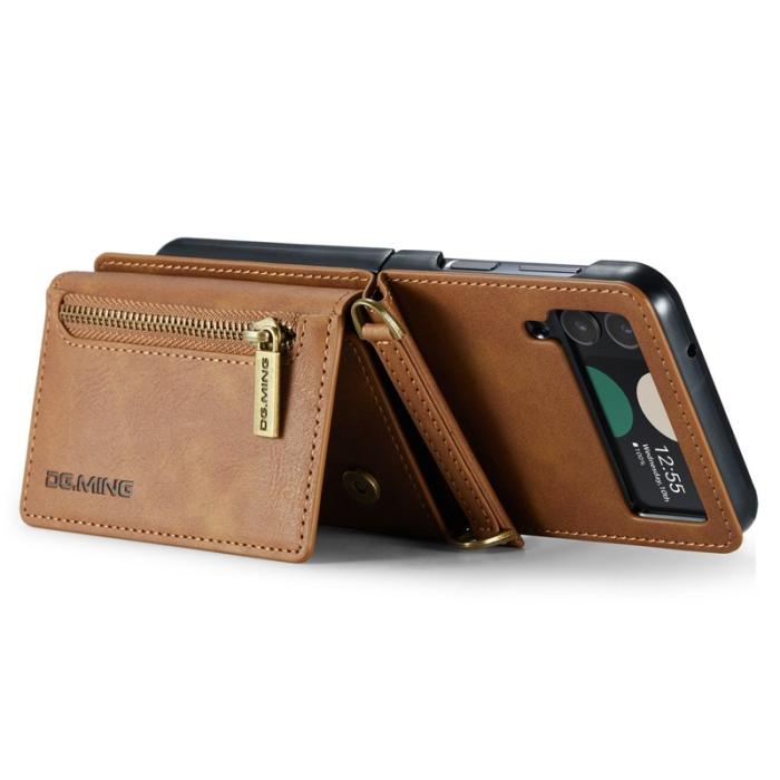 DG.MING - DG.MING Konstläder Plånboksfodral till Samsung Galaxy Z Flip4 5G - Brun