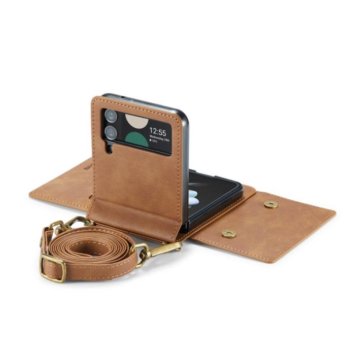 DG.MING - DG.MING Konstläder Plånboksfodral till Samsung Galaxy Z Flip4 5G - Brun