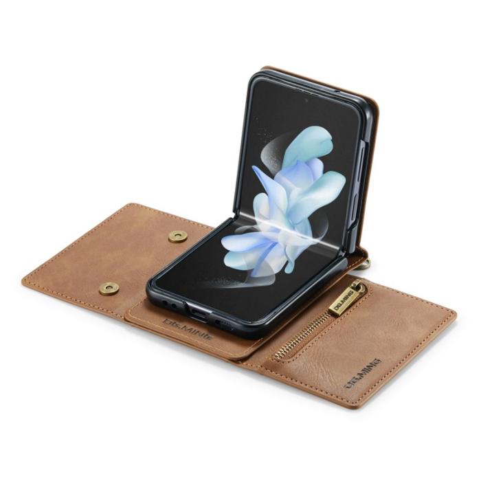 DG.MING - DG.MING Konstläder Plånboksfodral till Samsung Galaxy Z Flip4 5G - Brun